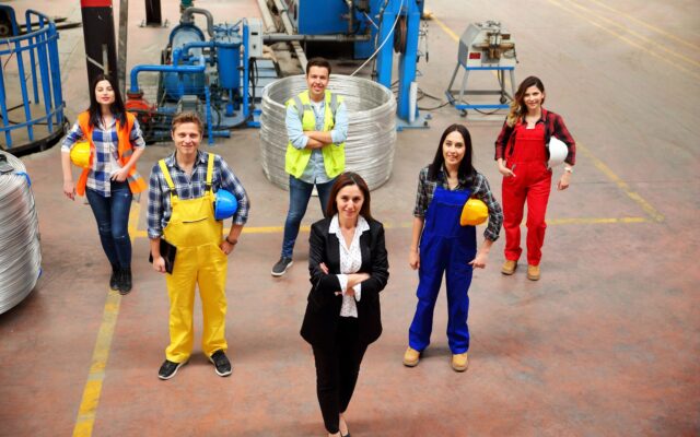 Un grupo de trabajadores y trabajadoras de distintas profesiones.